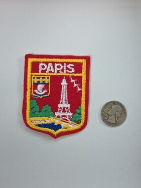Aris Paris Souvenir Crest Patch in Pale Pink, Yellow & Green